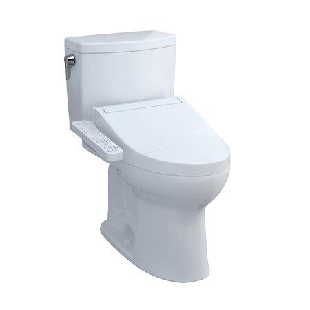 Toto Drake II 1 GPF Two-Piece Elongated Toilet with Left Hand Lever, Bidet Seat Included, Cotton MW4543074CUFG#01